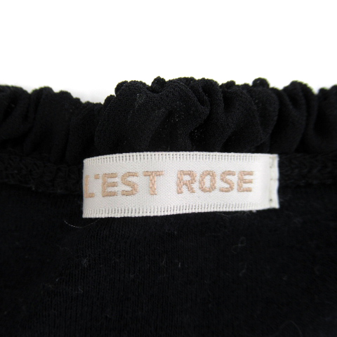 レストローズ L'EST ROSE Tシャツ カットソー 半袖 ラウンドネック 花柄 プリント 2 黒 ブラック /SY29 レディースの画像3