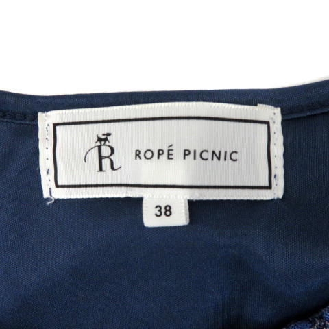 ロペピクニック ROPE Picnic ブラウス カットソー 長袖 ラウンドネック 無地 刺繍 38 青 ブルー /YS11 レディース_画像5