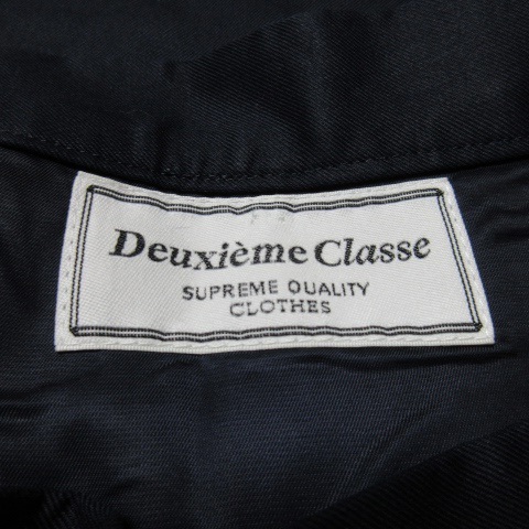 ドゥーズィエムクラス DEUXIEME CLASSE スカート フレア ひざ丈 ツヤ感 光沢感 コットン なめらか 36 濃紺 ダークネイビー /CK28_画像6