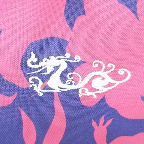 ダンスウィズドラゴン Dance With Dragon ゴルフ シャツ 半袖 花柄 総柄 スキッパー 速乾 ロゴ 刺繍 紫 パープル ピンク 4 メンズ_画像3