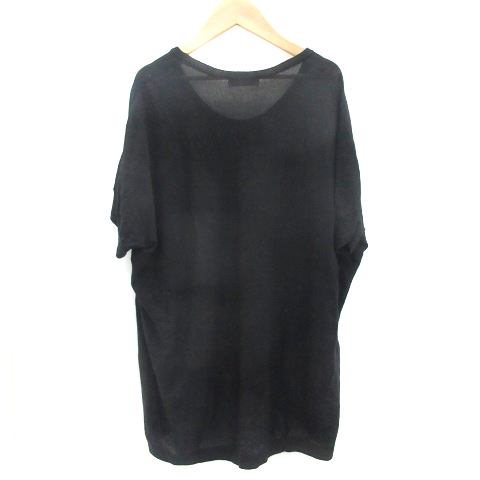  Zucca zucca knitted cut and sewn . minute sleeve round neck M black black /YM40 lady's 