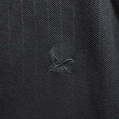 エディーバウアー EDDIE BAUER 鹿の子 ボタンダウン ポロシャツ シャドーストライプ ワンポイント ブラック 黒 S メンズ_画像4