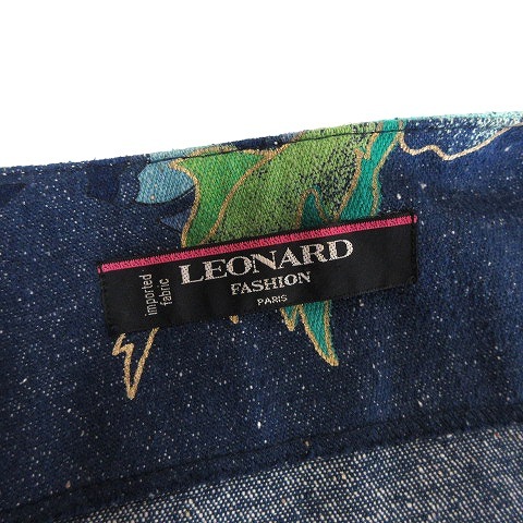 レオナール LEONARD FASHION 美品 ヴィンテージ ノーカラージャケット シングル シルク100% 金ボタン 花柄 紺 ネイビー 9AR レディース_画像6