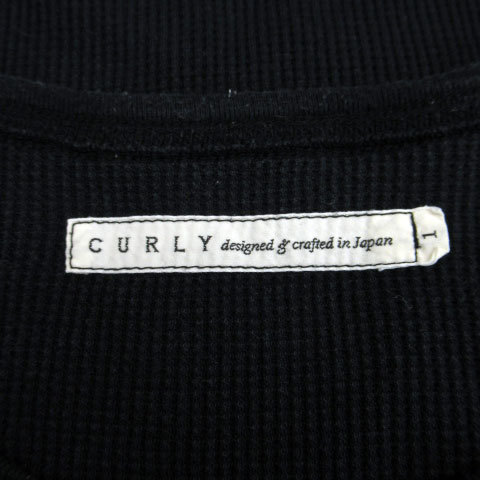 カーリー CURLY Tシャツ カットソー 長袖 ラウンドネック ワッフル 1 ブラック 黒 /MS36 メンズ_画像5