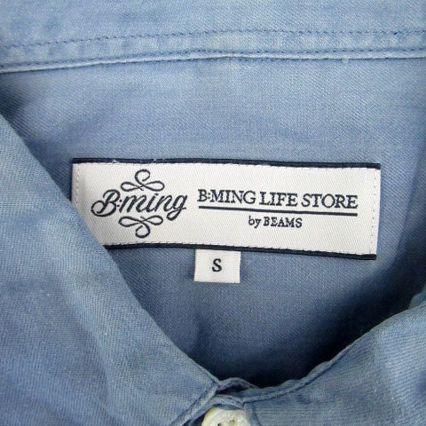 ビーミングバイビームス B:MING LIFE STORE by BEAMS カジュアルシャツ 半袖 無地 S 水色 ライトブルー /HO47 メンズ_画像4