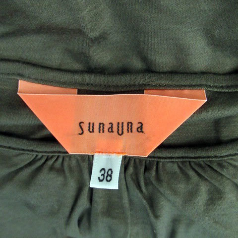 SunaUna Sunauna cut and sewn square neck short sleeves eyelet race 38 khaki /HO21 lady's 