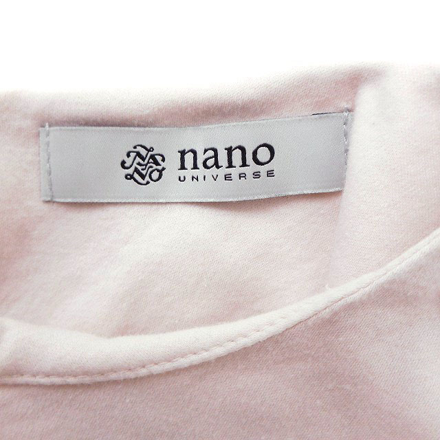 ナノユニバース nano universe フレンチスリーブ カットソー Tシャツ リボン 無地 コットン 綿 F ライトピンク /FT6 レディース_画像4