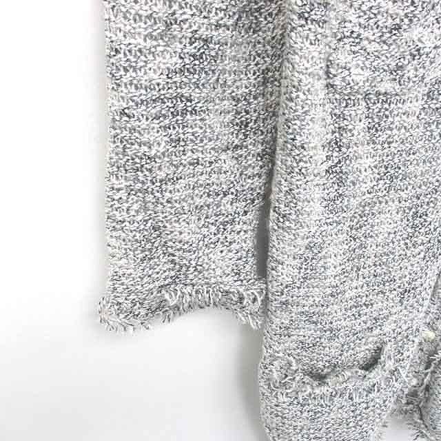  Spick & Span Spick&Span кардиган вязаный колени сверху бахрома лен linen. 7 минут рукав белый черный белый чёрный /TT26