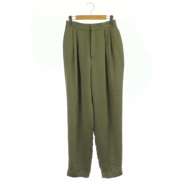 クラネ CLANE 21AW THICK SATIN ONE TUCK PANTS サテンタックパンツ テーパード 2 カーキ /AA ■OS レディース_画像1