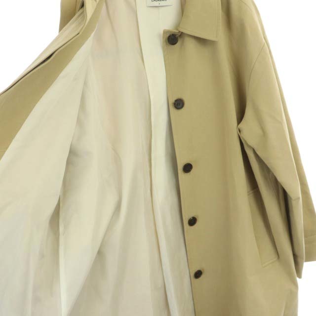  low Len high LAURENHI London trench coat spring coat turn-down collar ratio wing button long F beige lady's 