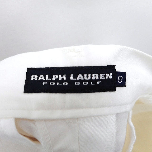 ポロゴルフ ラルフローレン POLO GOLF RALPH LAUREN 国内正規品 ハーフ パンツ ショート 膝丈 ロゴ 刺繍 透け感 綿 9 白 /HT24 レディース_画像3