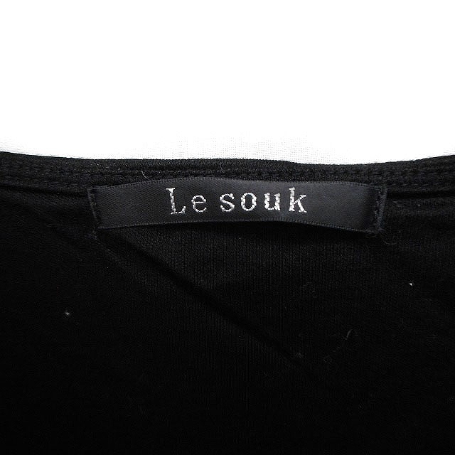  Le souk Le souk V шея cut and sewn футболка длинный рукав tuck одноцветный кашемир .38 черный чёрный /FT41 женский 