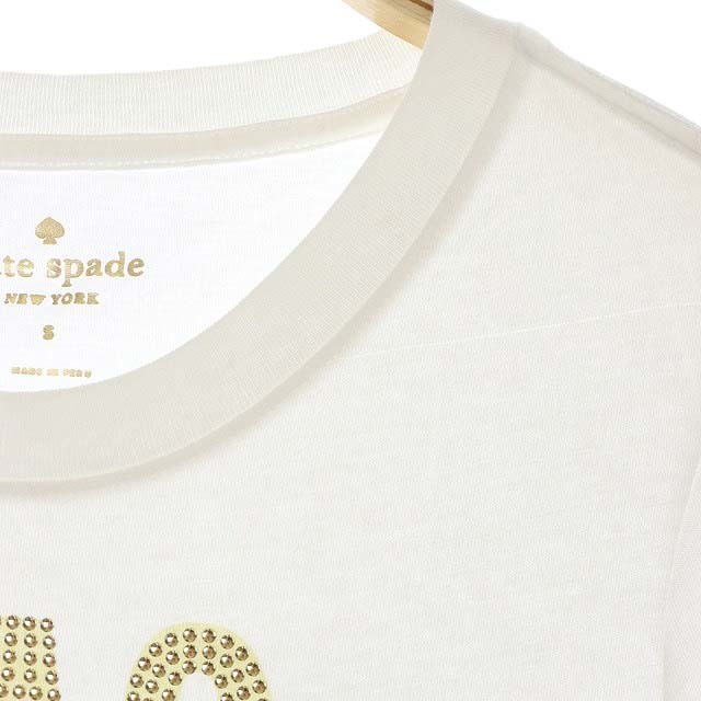 ケイトスペード KATE SPADE 半袖Tシャツ カットソー ロゴ S 白 ホワイト ゴールド色 /DF ■OS レディース_画像6