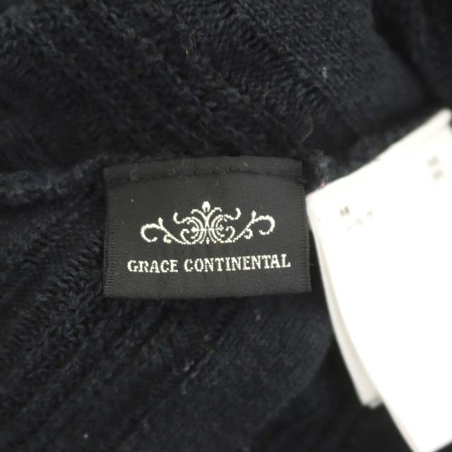 グレースコンチネンタル GRACE CONTINENTAL フラワー透かしニットトップ セーター 長袖 36 黒 ブラック /MF ■OS レディース_画像3