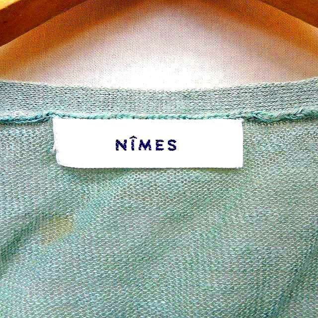  Nimes NIMES кардиган вязаный круглый вырез linen ребра высокий мера .. чувство . минут рукав дымчатый зеленый /NT11 женский 