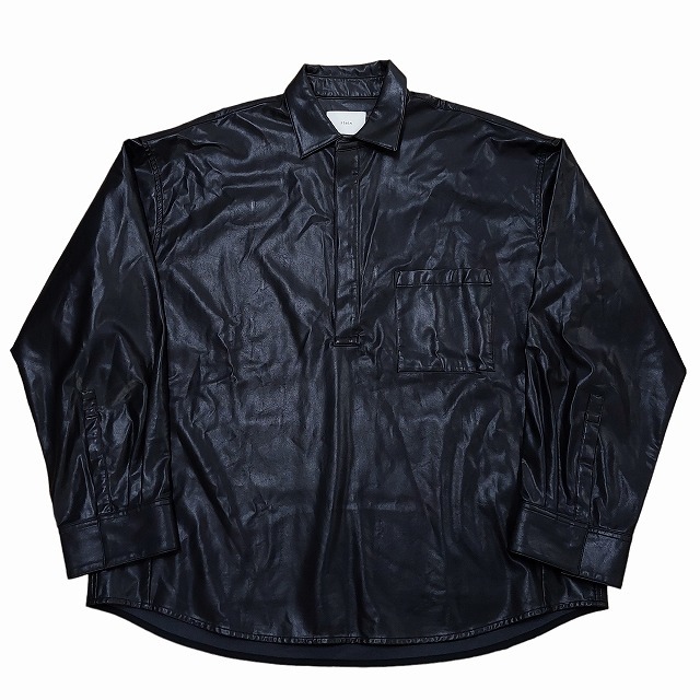 シュタイン stein FAKE LEATHER DOWN PAT SHIRT フェイクレザープルオーバーシャツ オーバーサイズ ブラック M 0612 メンズ_画像1