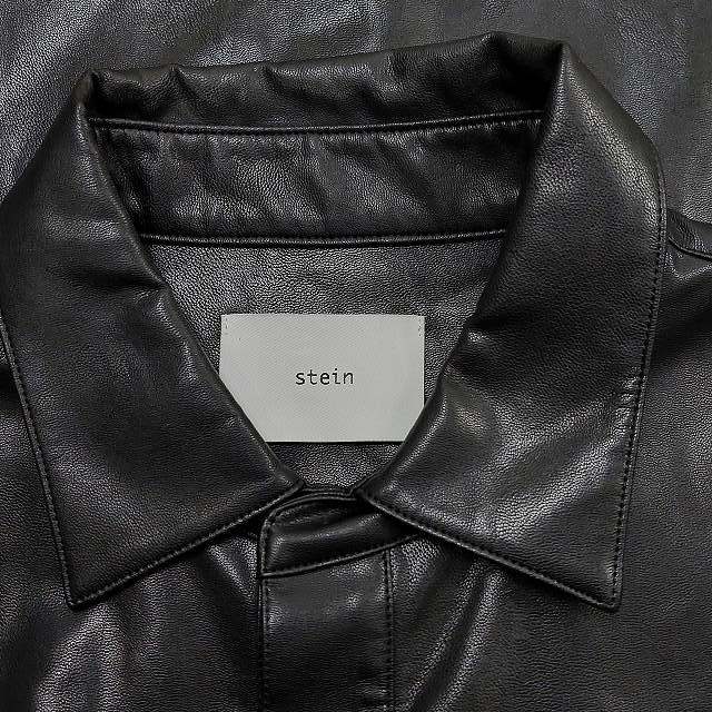 シュタイン stein FAKE LEATHER DOWN PAT SHIRT フェイクレザープルオーバーシャツ オーバーサイズ ブラック M 0612 メンズ_画像5