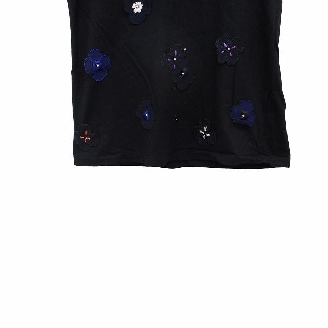 シンシアローリー CYNTHIA ROWLEY カットソー Tシャツ 半袖 モチーフ コットン 花 2 ブラック 黒 /KT38 レディース_画像5