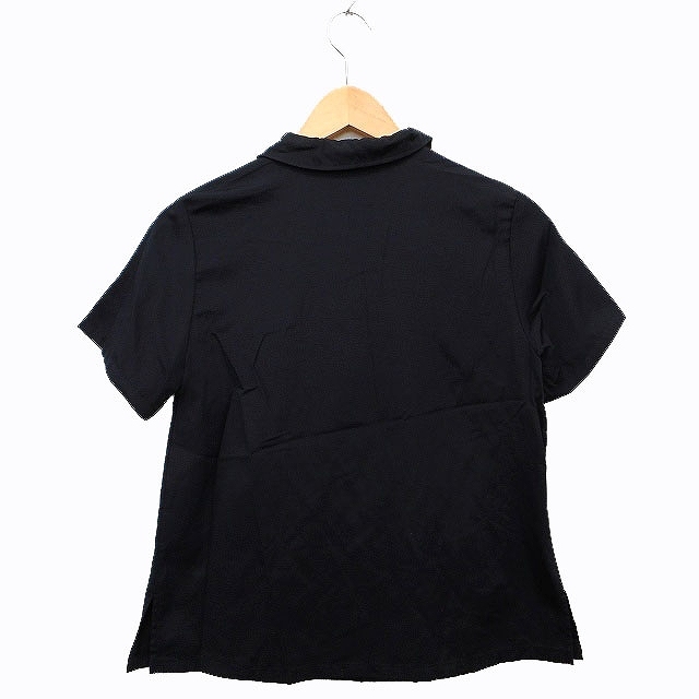 ペイトンプレイス PEYTON PLACE ポロシャツ カットソー 光沢感 シンプル 半袖 綿混 9 ブラック 黒 /HT8 レディース_画像2