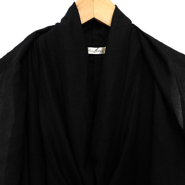ブージュルード Bou Jeloud ブラウス ドレープ ギャザー 装飾 ドルマンスリーブ 半袖 38 黒 ブラック /NT12 レディース_画像4