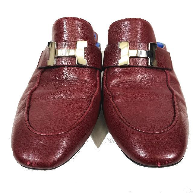 エルメス HERMES コンスタンス ミュール シューズ Hバックル シルバー