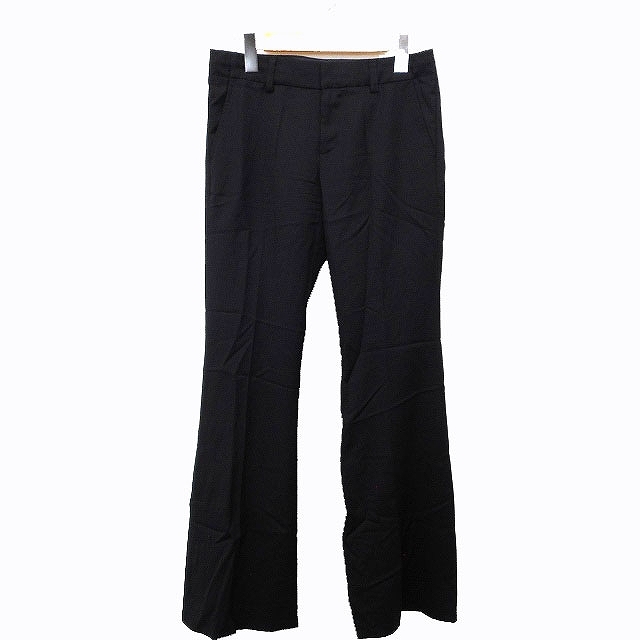  Ined INED flare pants boots cut Rollei z plain simple wool wool 7 black black /HT25 lady's 