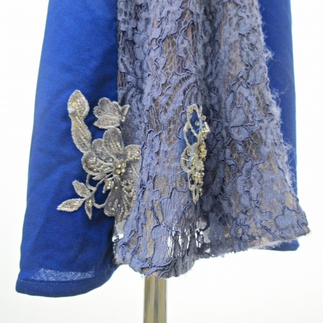 ジャンマクレーン JEAN MACLEAN イブニングドレス ロングドレス ワンピース 刺繍 ビジュー フラワーモチーフ スカーフ付 9 約M STK_画像8