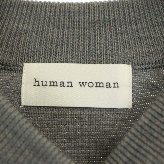 ヒューマンウーマン HUMAN WOMAN 22AW ミラノリブロング羽織り ニットカーディガン ウール 長袖 M グレー /HS ■OS レディース_画像3