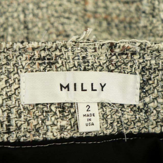 ミリー milly ラメツイードスカート ミニ 台形 フリンジ 2 マルチカラー /DO ■OS レディース_画像3