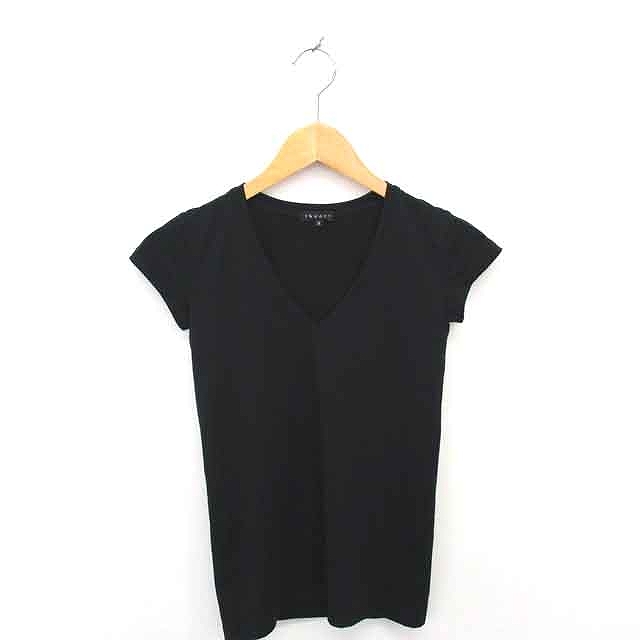 セオリー theory Tシャツ カットソー Vネック 無地 シンプル 半袖 2 黒 ブラック /TT7 レディース_画像1