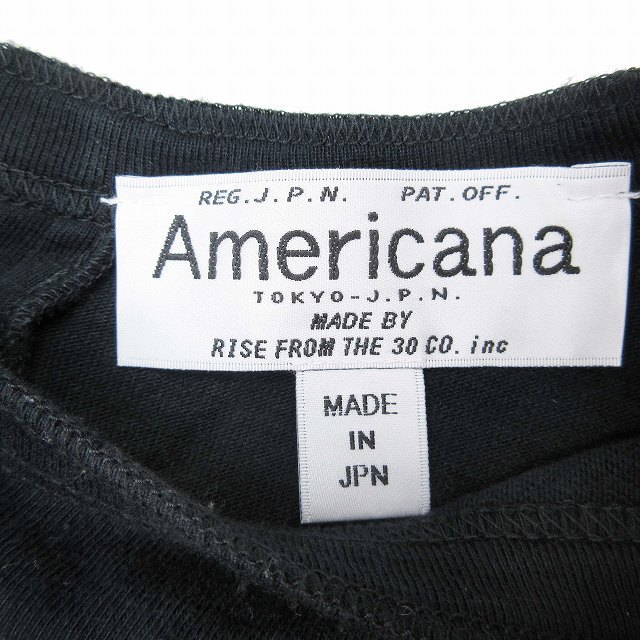 アメリカーナ AMERICANA ヘムライン バックボタン Tシャツ カットソー トップス プリント コットン 5分袖 黒 ブラック レディース/16_画像7