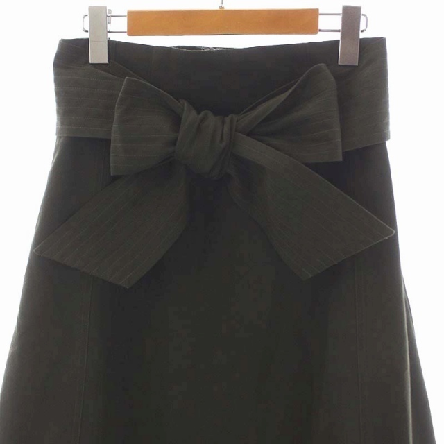  black bai Moussy BLACK by moussy long skirt maxi flair ribbon belt attaching 2 khaki green /CM #OS lady's 