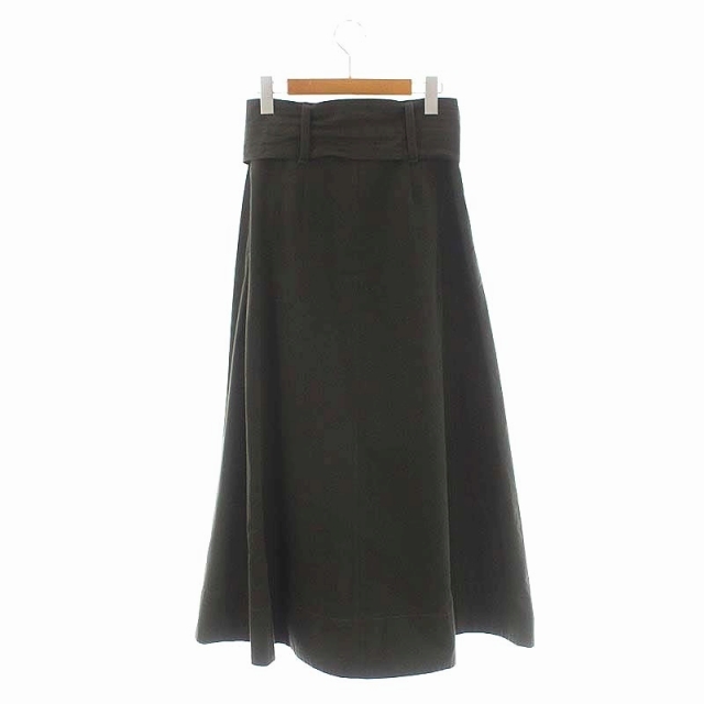  black bai Moussy BLACK by moussy long skirt maxi flair ribbon belt attaching 2 khaki green /CM #OS lady's 