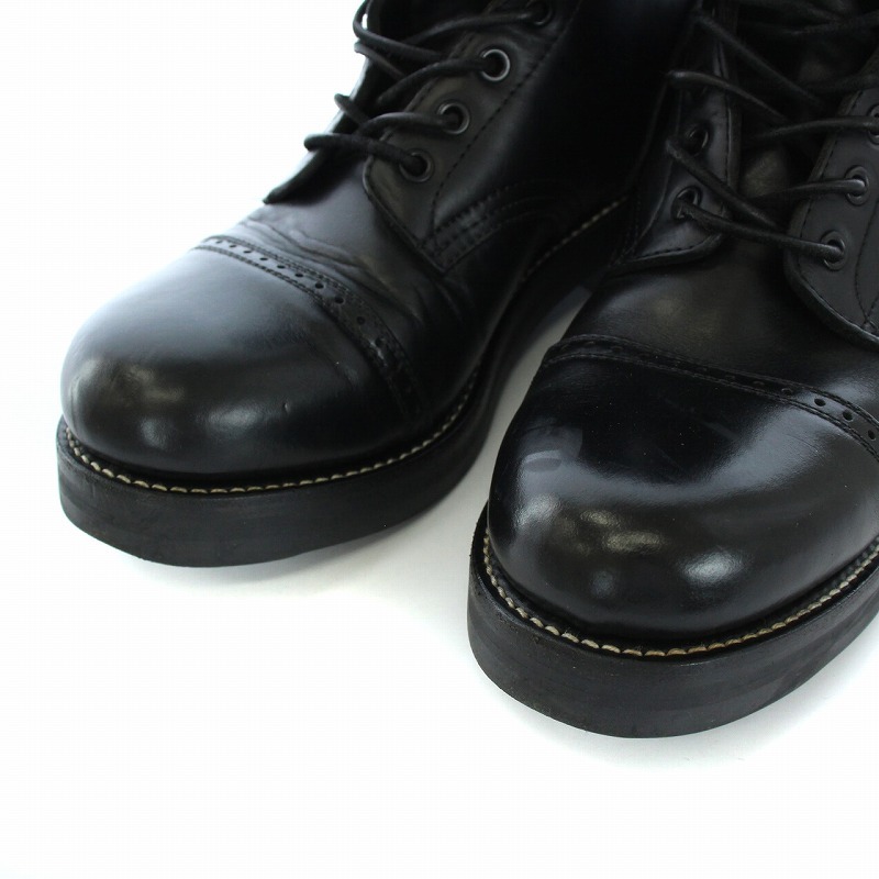 ルードギャラリー RUDE GALLERY BLACK LABEL REBELS LACE UP BOOTS-PUNCHED CAP TOE ショートブーツ レースアップ レザー 26cm 黒 ブラック_画像3