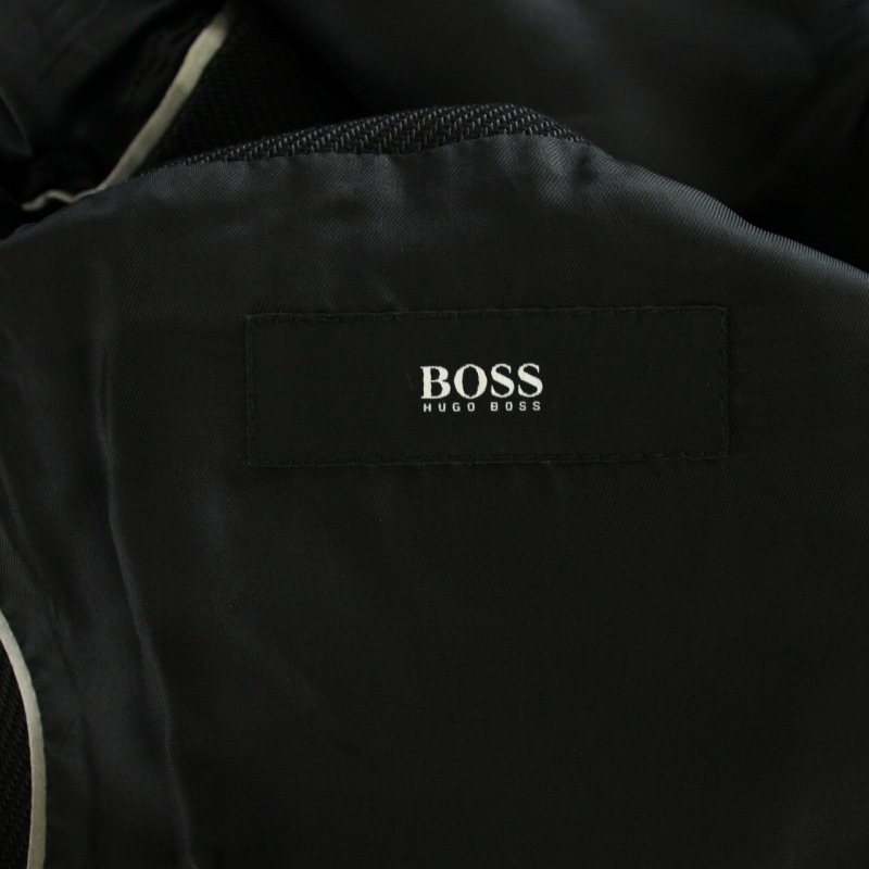 ヒューゴボス HUGO BOSS スタンドカラーコート ウール混 ロング 48 M 黒 ブラック /HN18 メンズ_画像8