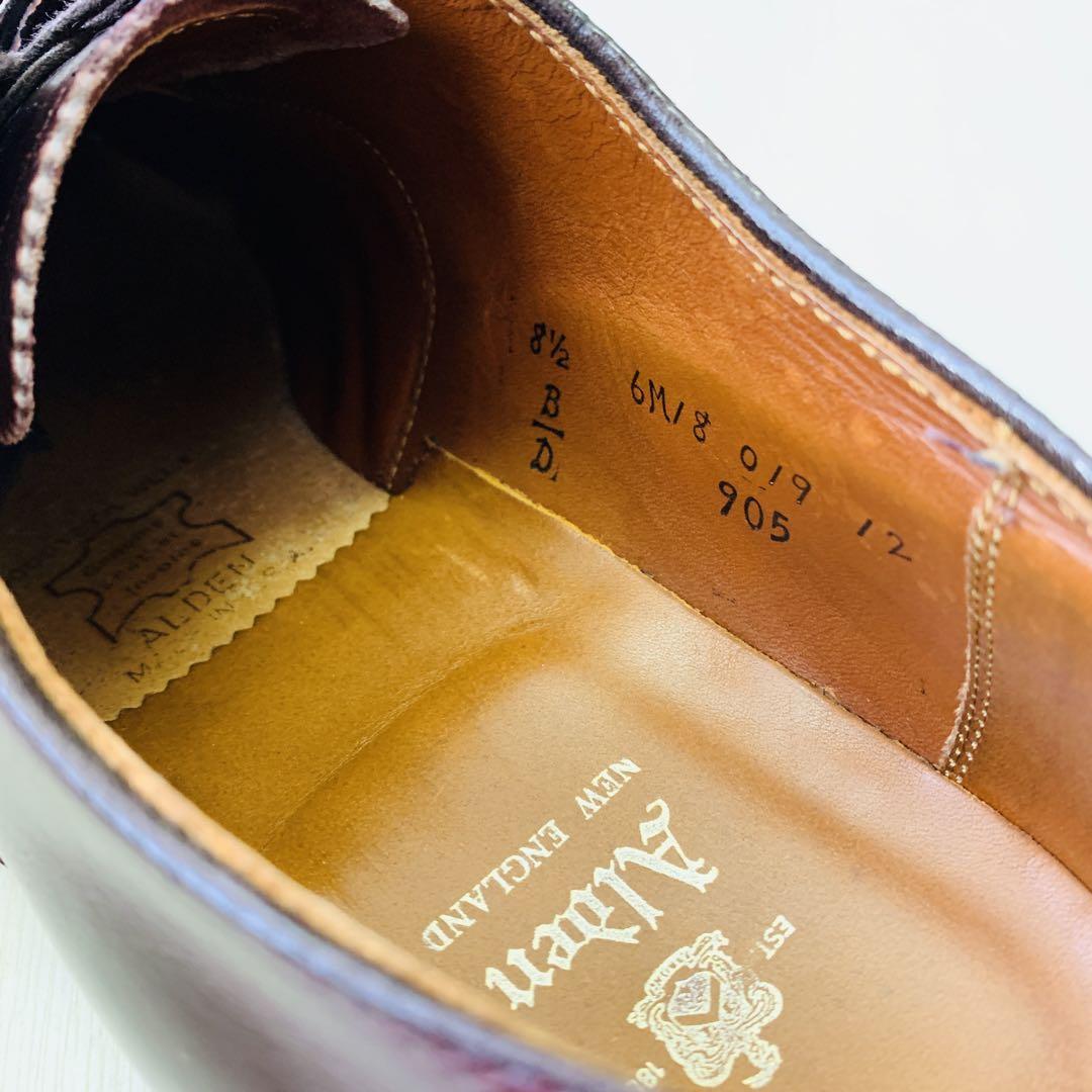 美品【alden オールデン】ストレート キャップトゥ ビジネスシューズ