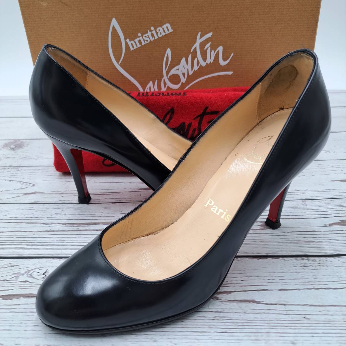 本物 Louboutin クリスチャンルブタン【36】ハイヒール 黒 プレーン 36