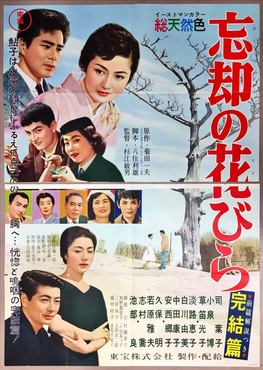 sw0058/B0判『忘却の花びら　完結篇』ポスター　池部良　小泉博　馬野都留子　草笛光子　司葉子　御橋公　淡路恵子　安西郷子