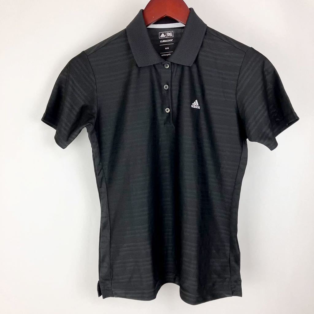 adidas golf アディダス ゴルフ 半袖 ポロシャツ レディース M 黒 ブラック カジュアル スポーツ トレーニング ウェア シンプル ロゴ 