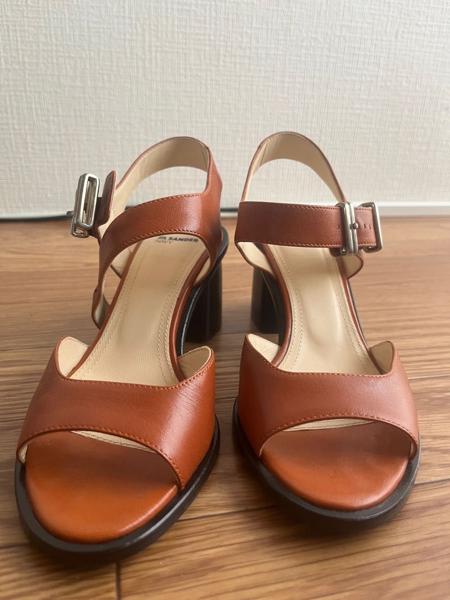 定価42000円JIL SANDER NAVYアンクルストラップチャンキーヒールサンダル美品