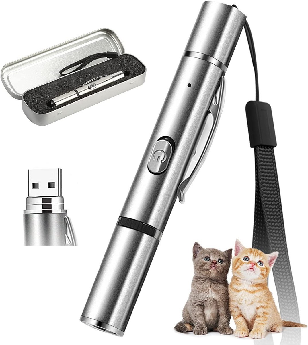 猫 おもちゃ LEDポインター ペンライト 懐中電灯 USB充電式 防災 猫用品