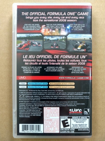PSP F1 2009 Formula 1 北米版 箱説あり_画像2