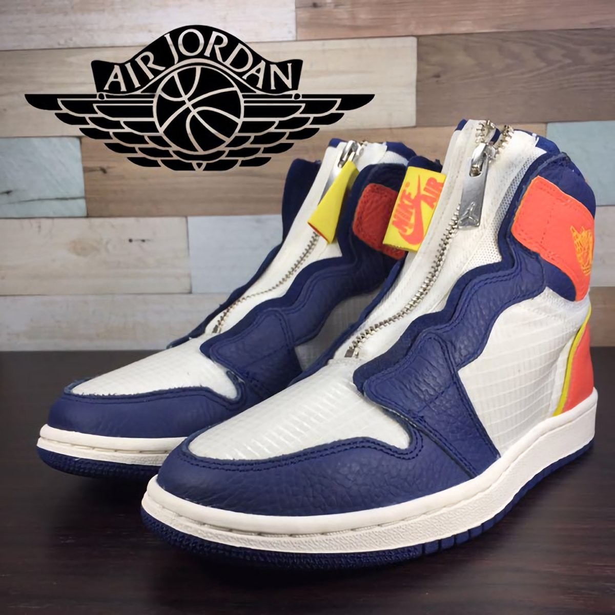 NIKE AIR JORDAN 1 HI ZIP ナイキ エア ジョーダン ハイカット ジップネイビー オレンジ ホワイト 白 U08943 AQ3742-100 22.5cm