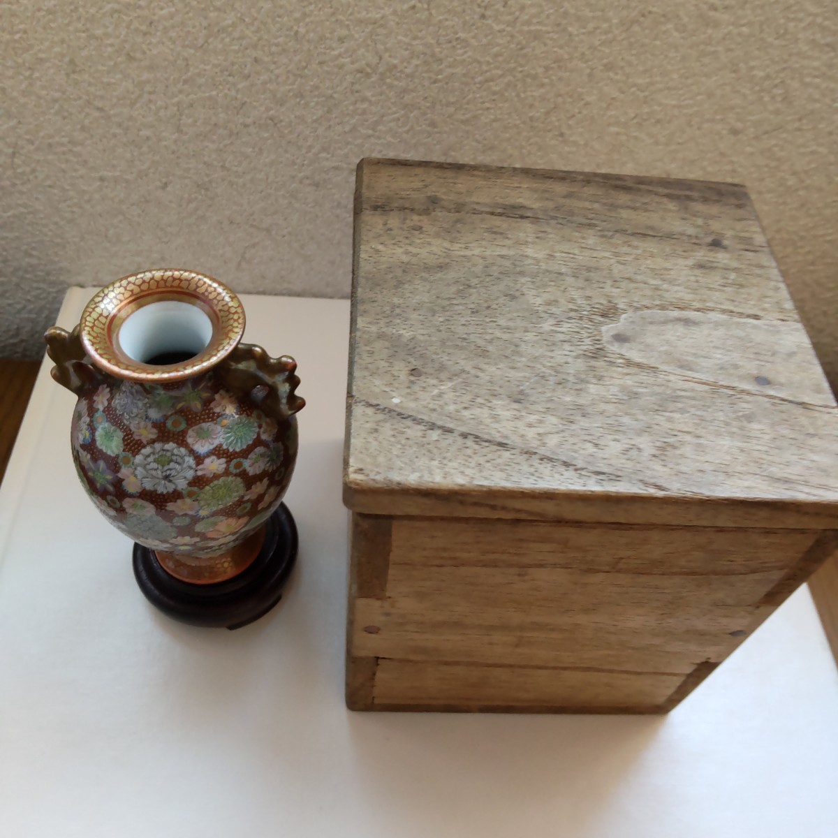 旧家藏出    九谷焼 大日本織田製  花瓶