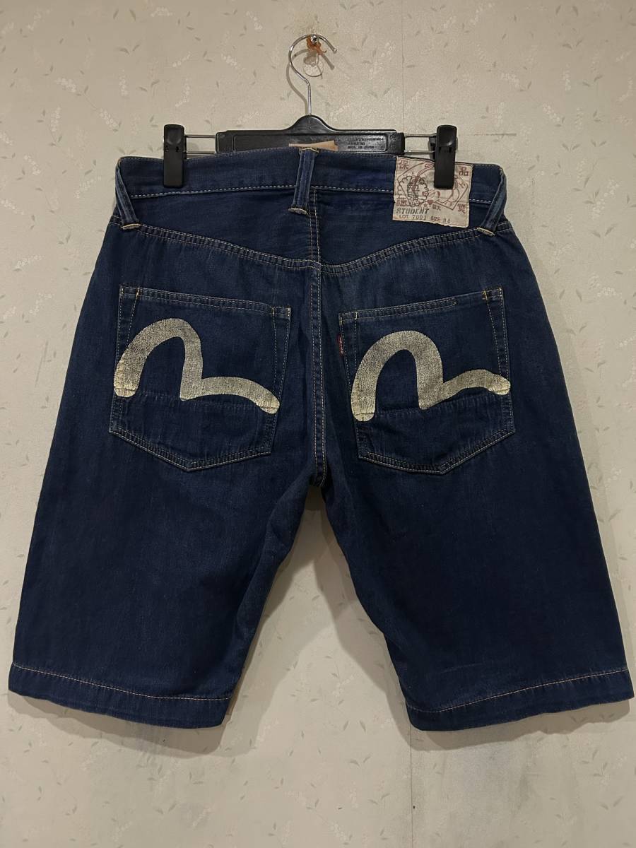 ※EVISU エヴィス エビス LOT 7001 STUDENT セルビッチ ハーフ ショート デニムパンツ 濃紺 日本製 34 　　　　　 BJBC.F