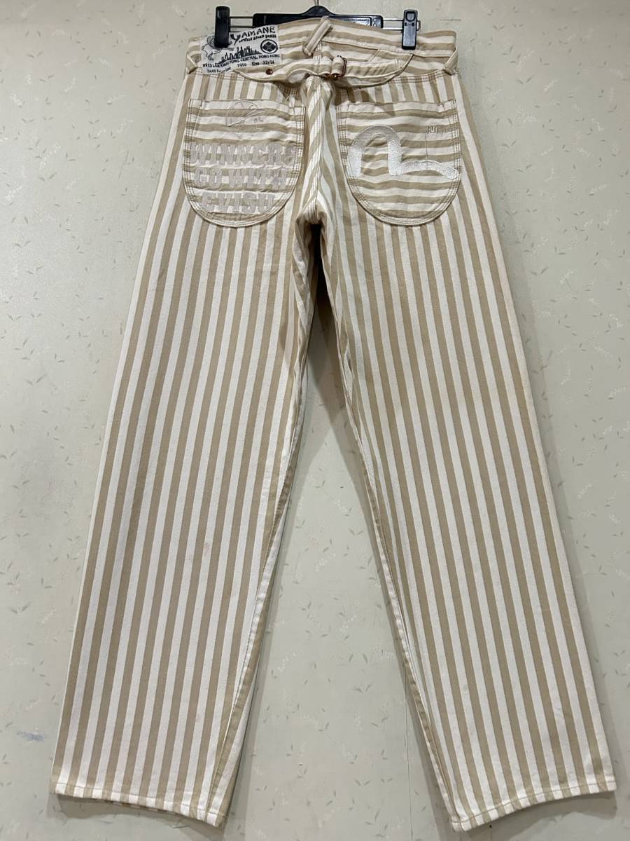 特価商品 エヴィス EVISU デニムパンツ セルビッチ ストライプ