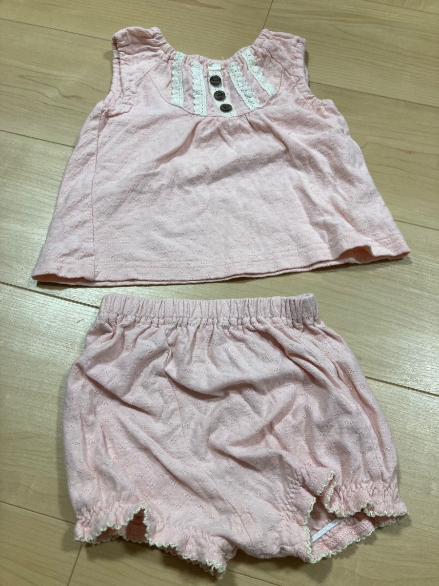 70㎝　ベビー服　女の子　セットアップ　上下　新品　夏服　女の子 プチバトー ショートパンツ プティマイン