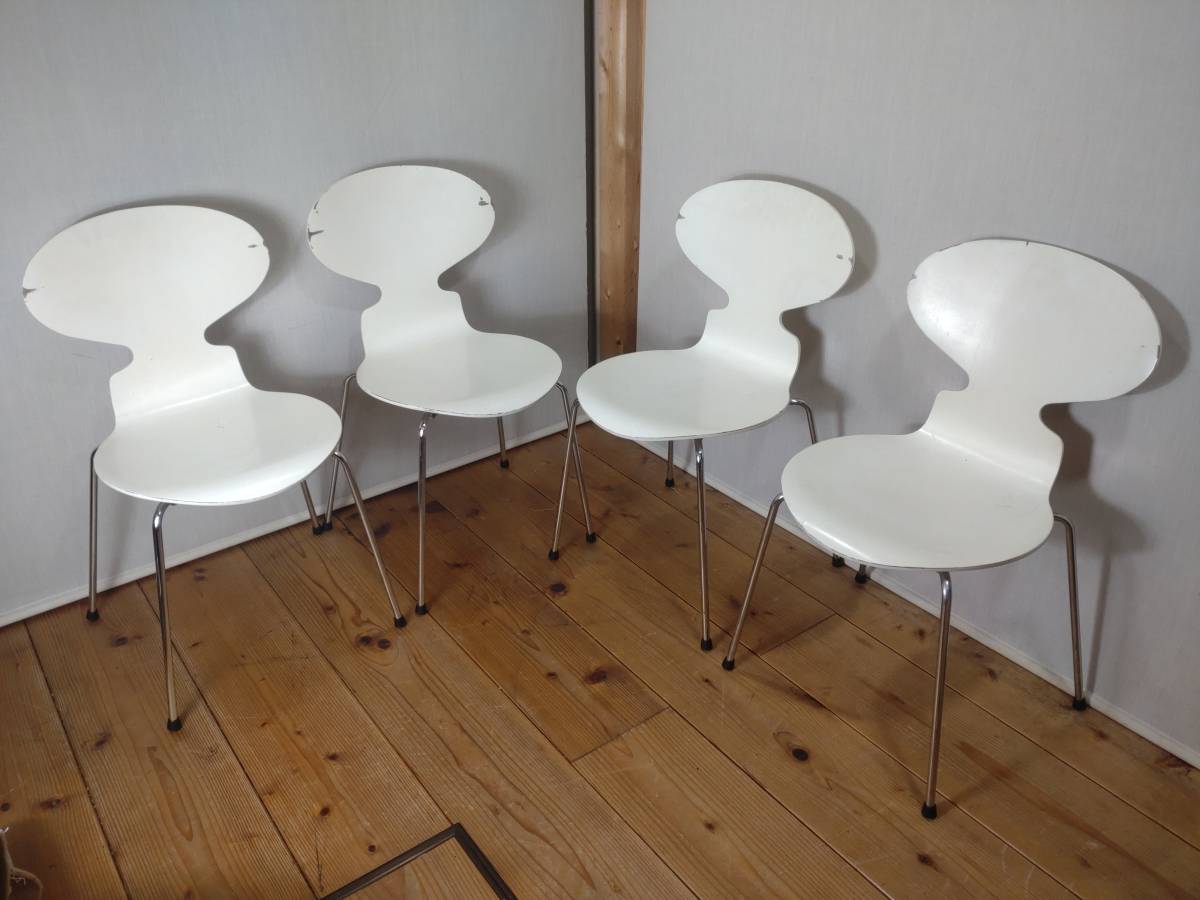 FRITZ HANSEN フリッツハンセン ありんこ アントチェア ホワイト 4脚セット １９８４年製 ヴィンテージ _画像1