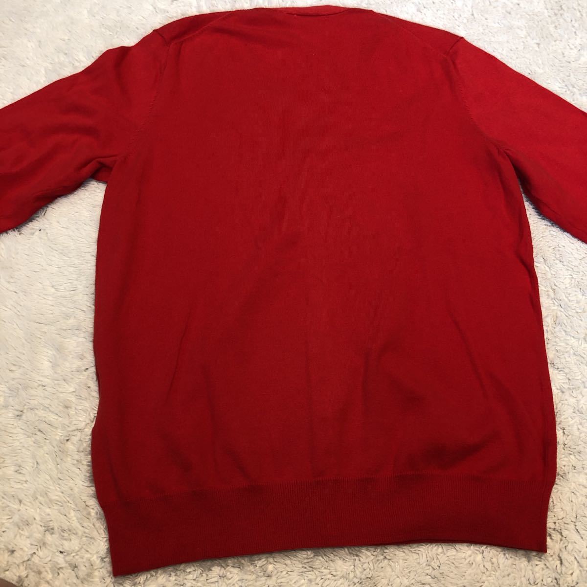 【ユニクロ メンズ】赤　Vネック長袖カーディガン 薄手セーター M_画像8