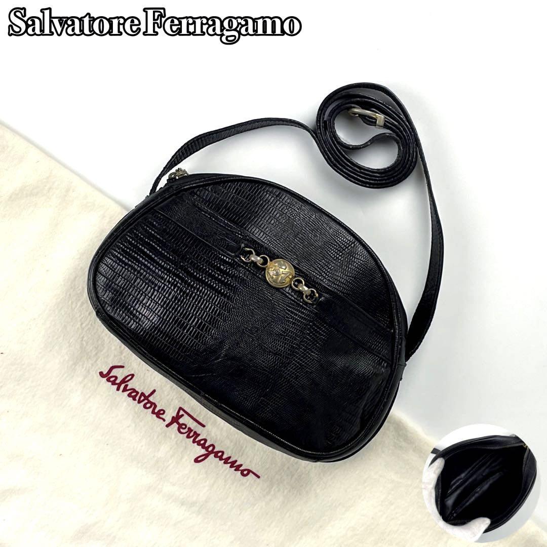 極美品】Salvatore Ferragamo ヴァラ リザード型押し 金金具-